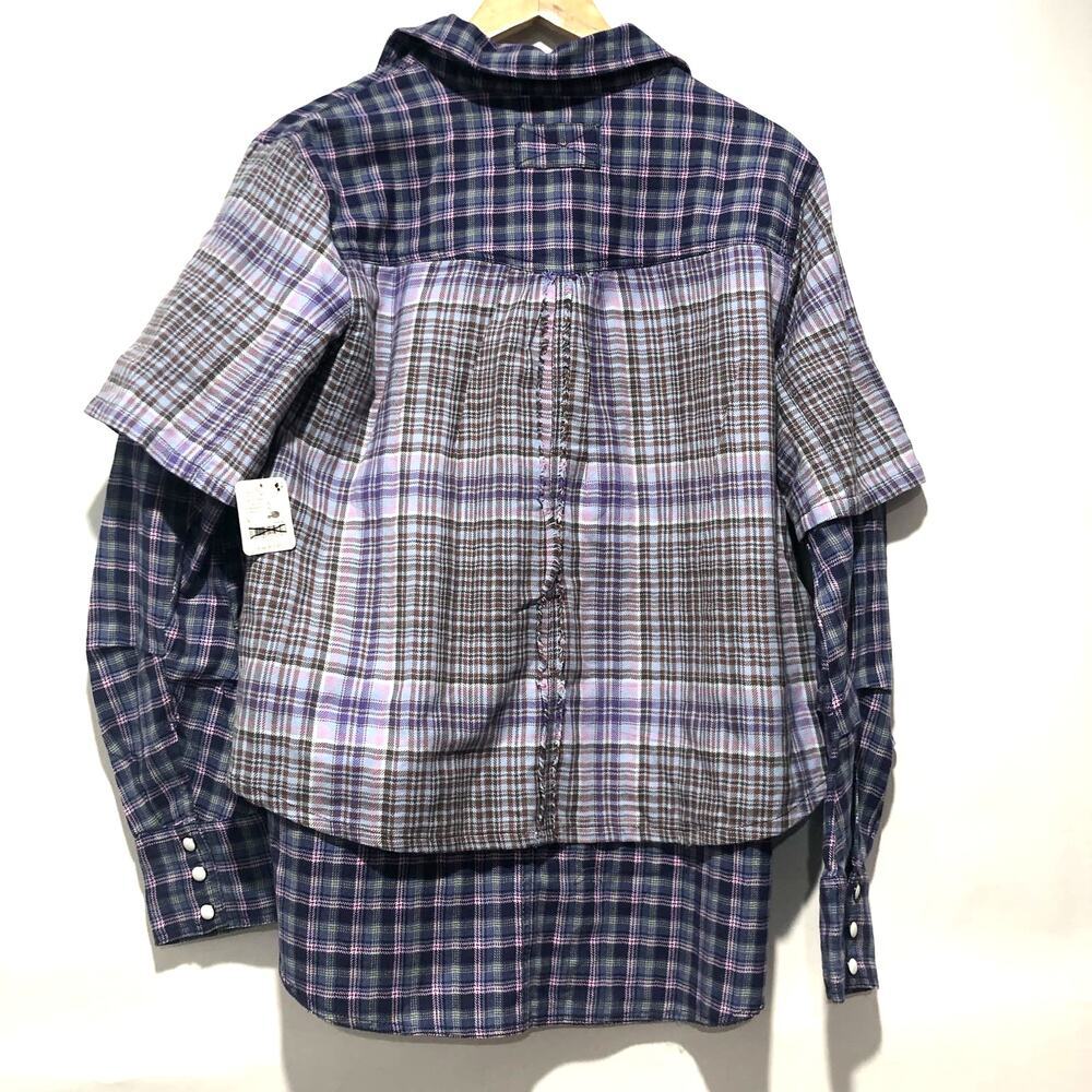 We The Free Layer It Up Plaid Long Sleeve Shirt Multicolor Size M NWT - Picture 9 of 12